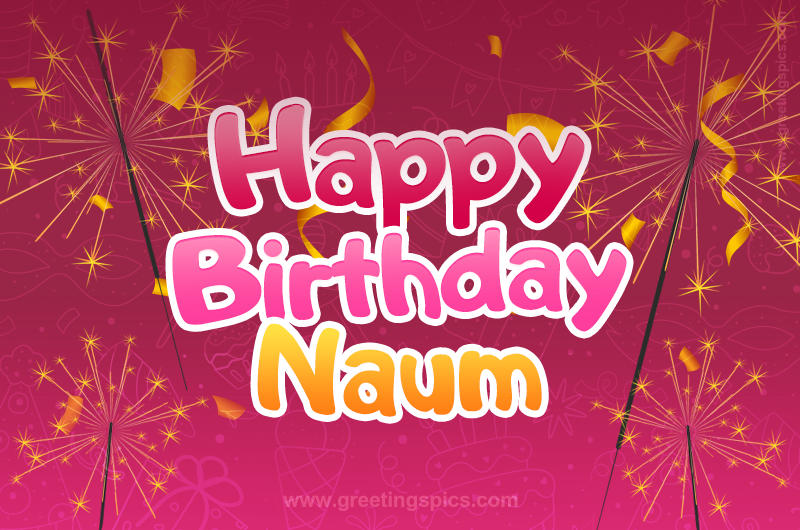 Happy Birthday Naum Image with sparklers