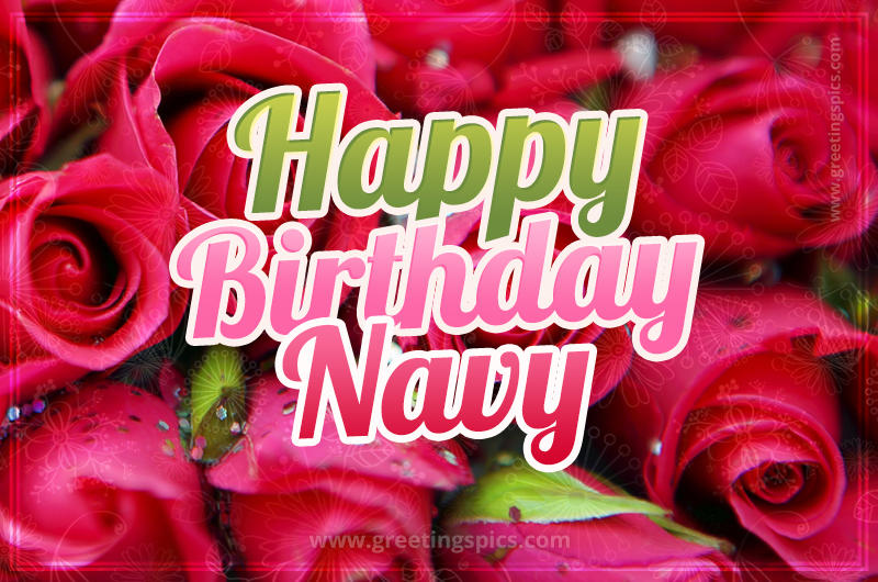 Happy Birthday Navy beautiful Image with red roses