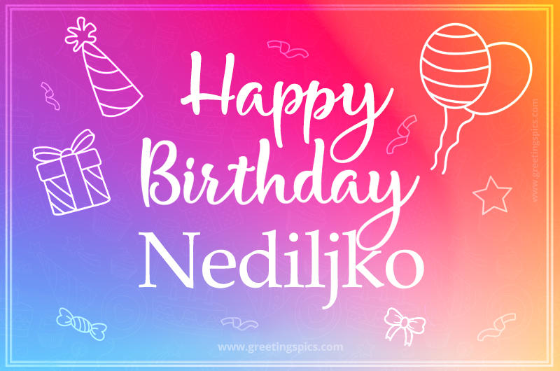 Colorful Happy Birthday Card For Nediljko