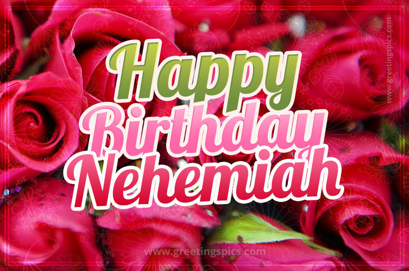 Happy Birthday Nehemiah beautiful Image with red roses