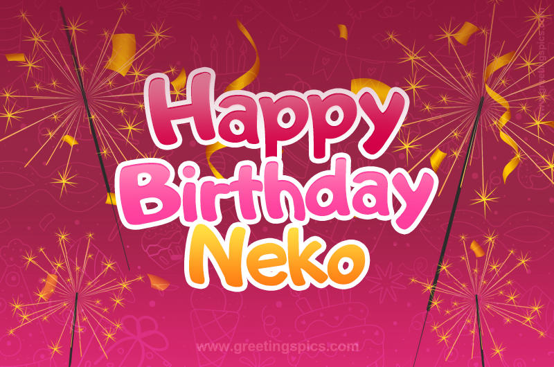 Happy Birthday Neko Image with sparklers