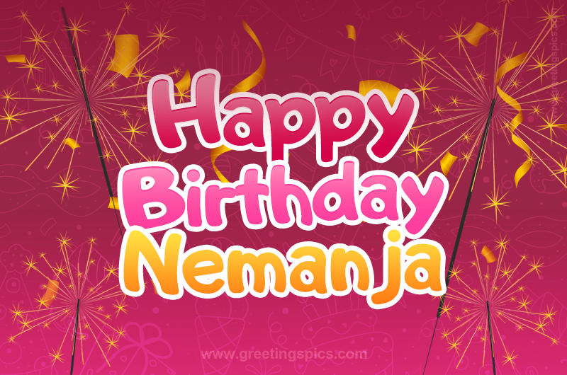 Happy Birthday Nemanja Image with sparklers