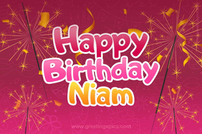 Happy Birthday Niam Image with sparklers