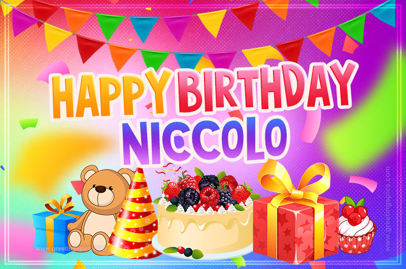 Bright card with Wishes for a Happy Birthday for Niccolo