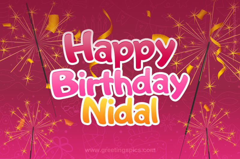 Happy Birthday Nidal Image with sparklers