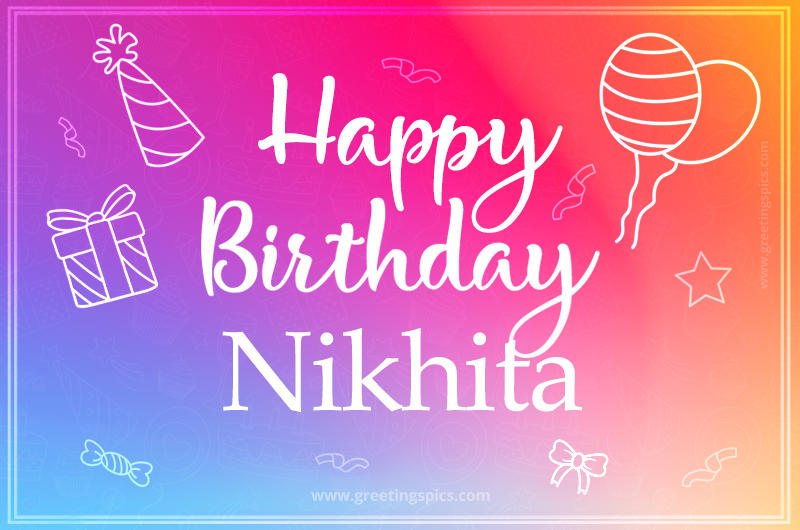 Colorful Happy Birthday Card For Nikhita