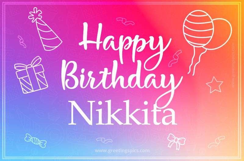 Colorful Happy Birthday Card For Nikkita