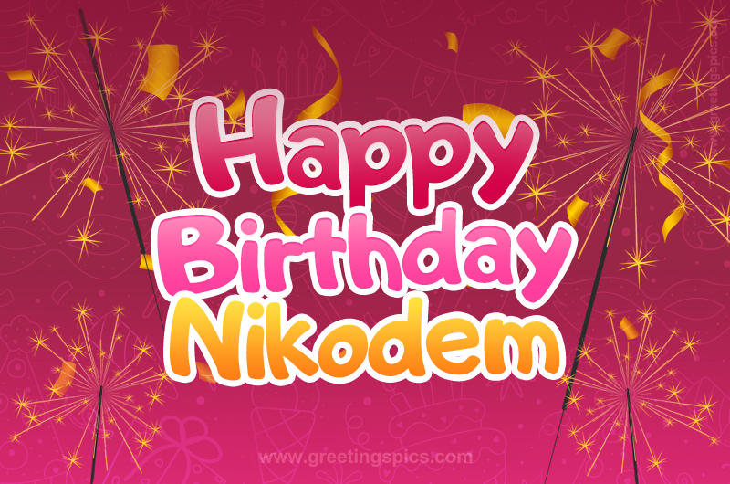 Happy Birthday Nikodem Image with sparklers