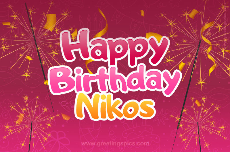 Happy Birthday Nikos Image with sparklers