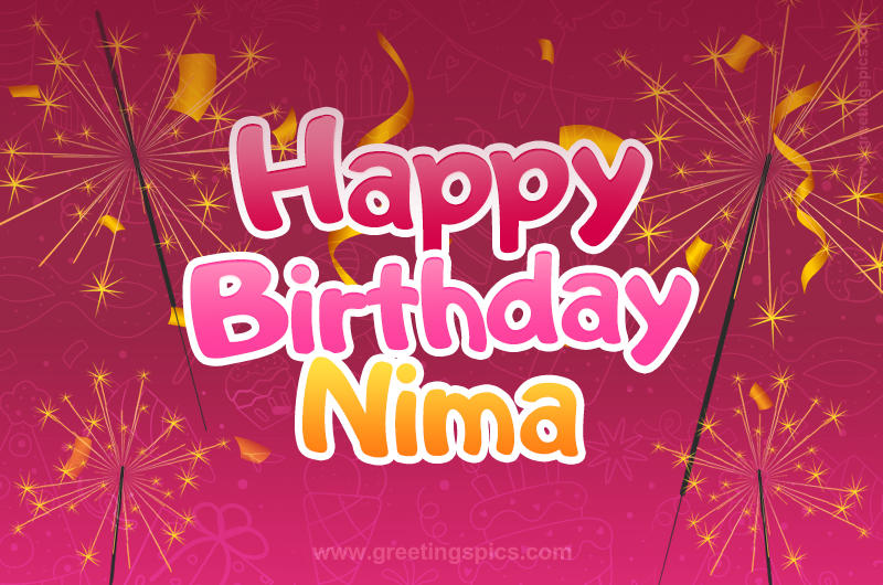 Happy Birthday Nima Image with sparklers