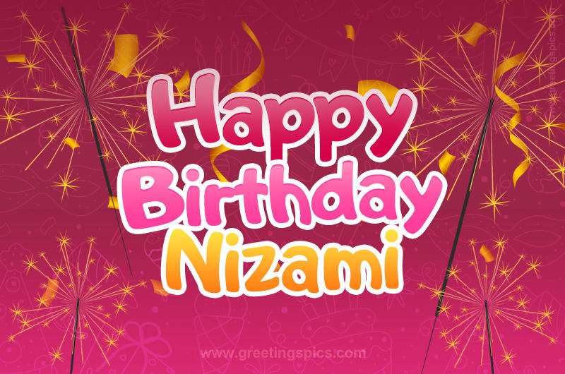 Happy Birthday Nizami Image with sparklers