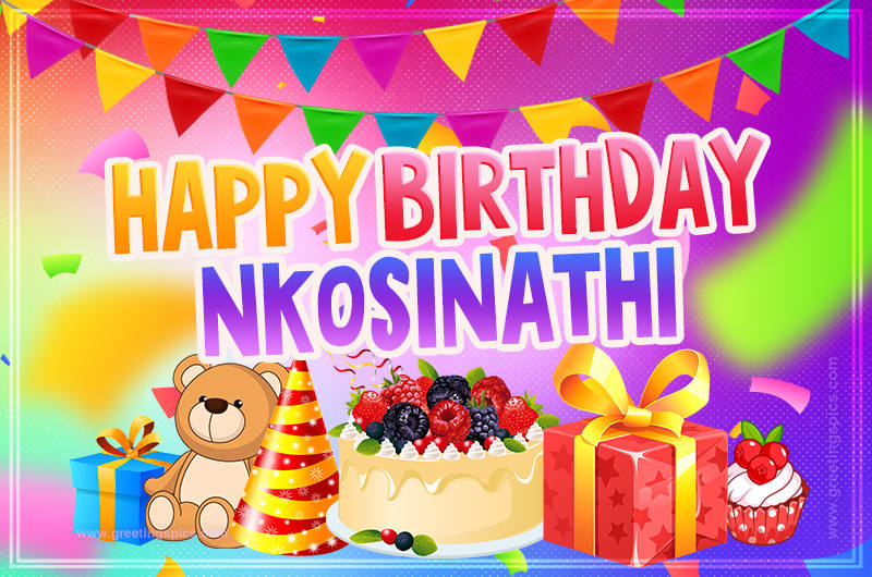 Bright card with Wishes for a Happy Birthday for Nkosinathi