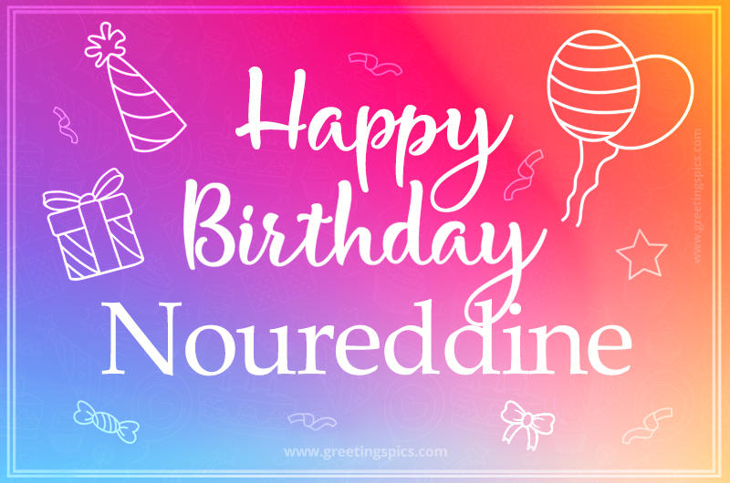 Colorful Happy Birthday Card For Noureddine