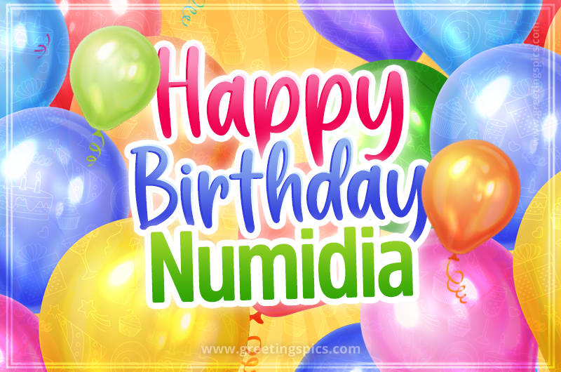 Happy Birthday Numidia Image with colorful balloons