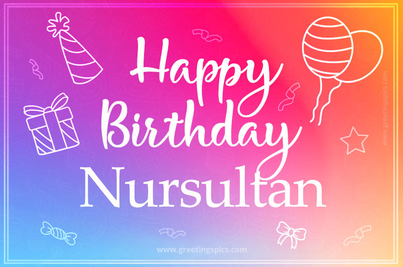 Colorful Happy Birthday Card For Nursultan