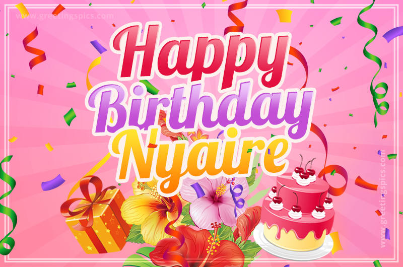 Beautiful Birthday Card for Nyaire with pink background