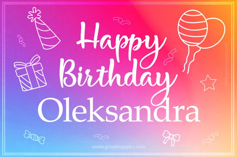 Colorful Happy Birthday Card For Oleksandra