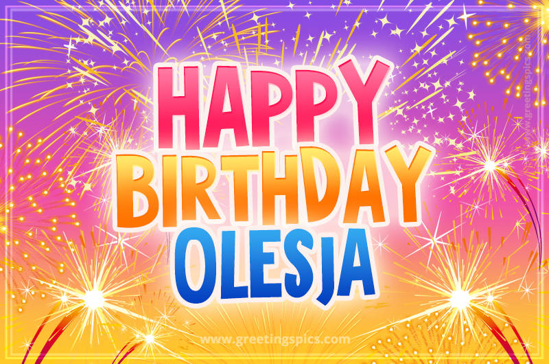 Happy Birthday Olesja Picture with fireworks