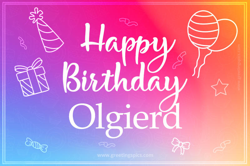 Colorful Happy Birthday Card For Olgierd