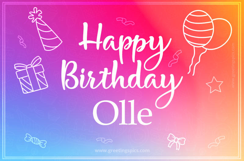 Colorful Happy Birthday Card For Olle