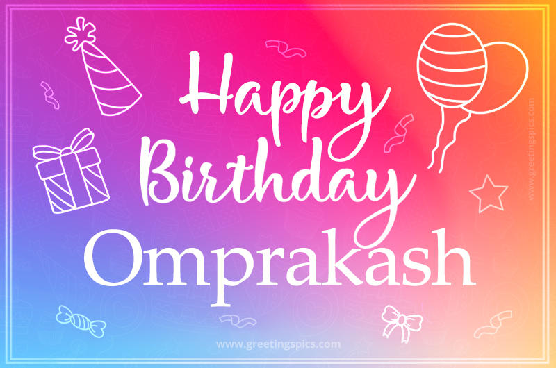 Colorful Happy Birthday Card For Omprakash