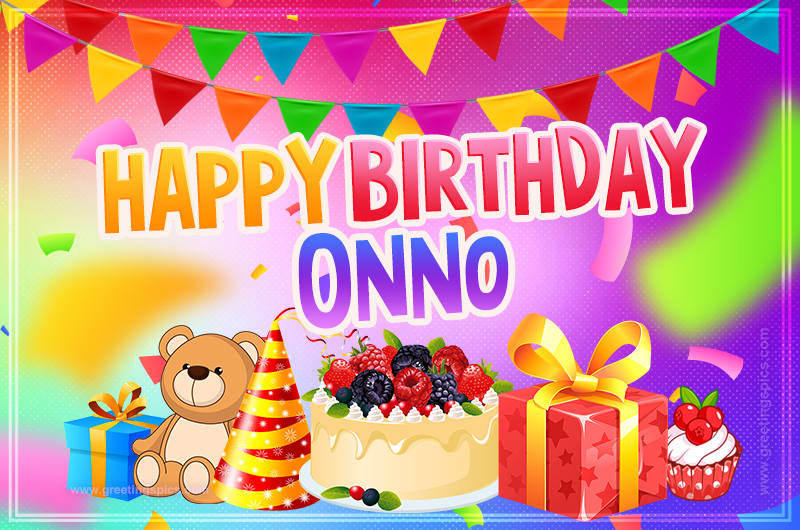 Bright card with Wishes for a Happy Birthday for Onno