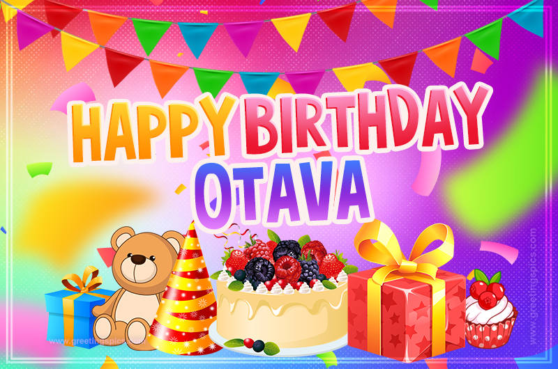 Bright card with Wishes for a Happy Birthday for Otava