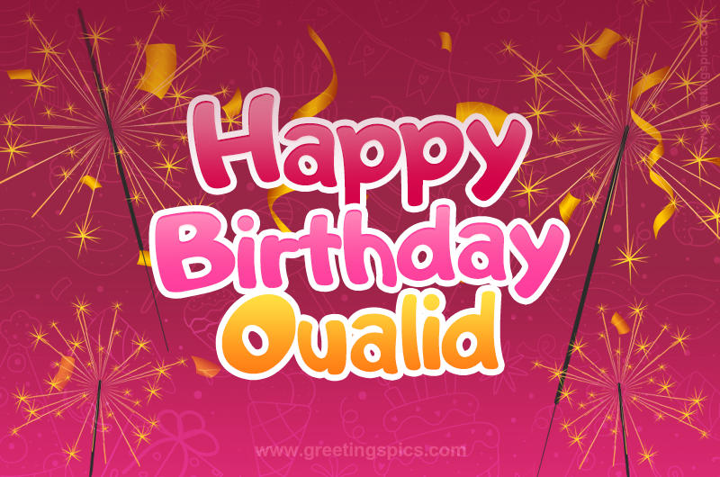 Happy Birthday Oualid Image with sparklers