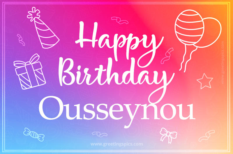 Colorful Happy Birthday Card For Ousseynou