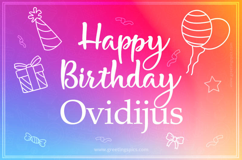 Colorful Happy Birthday Card For Ovidijus