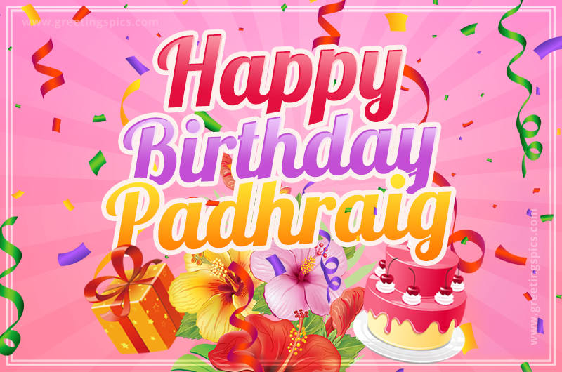 Beautiful Birthday Card for Padhraig with pink background