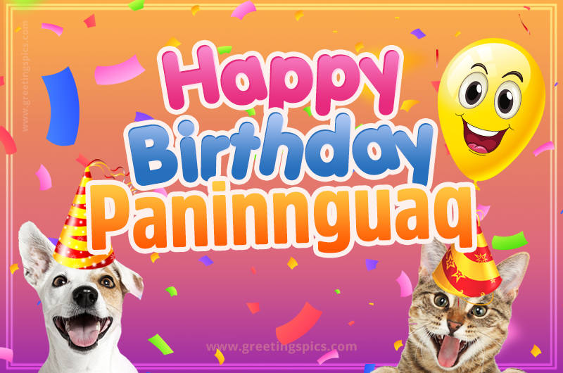 Happy Birthday Paninnguaq Funny Image with cat and dog