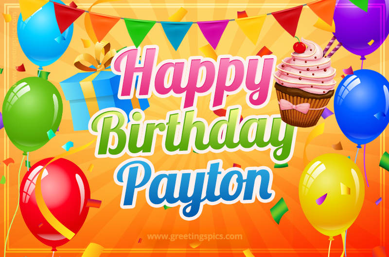 Happy Birthday Payton eCard with gift box and cupcake