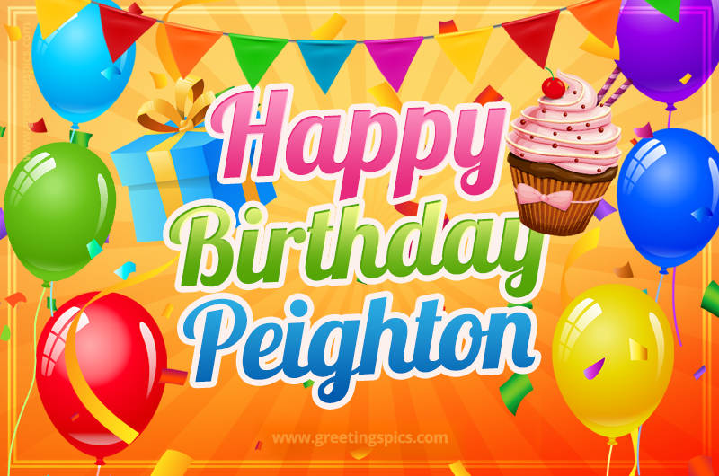 Happy Birthday Peighton eCard with gift box and cupcake