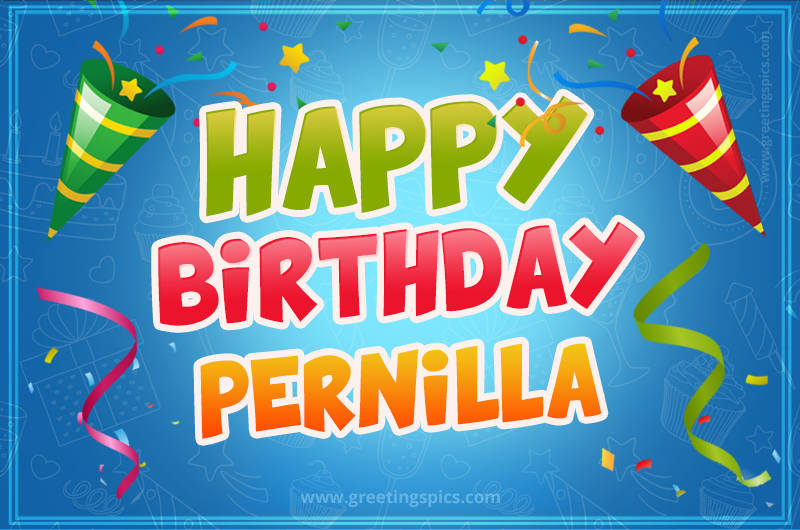 Happy Birthday Pernilla picture with confetti and party poppers