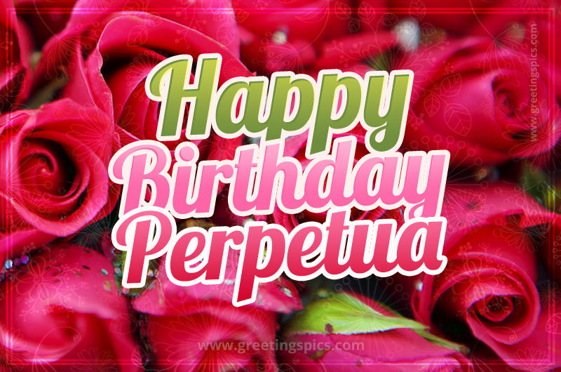 Happy Birthday Perpetua beautiful Image with red roses