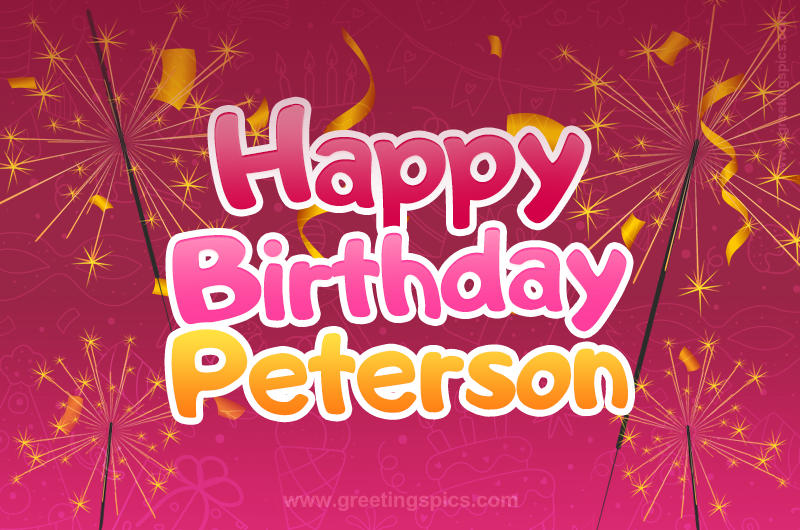 Happy Birthday Peterson Image with sparklers