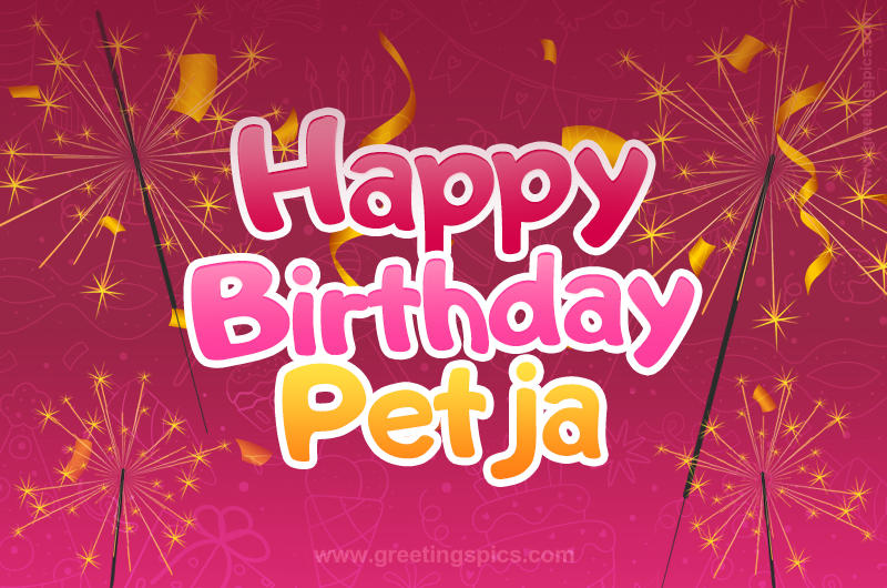 Happy Birthday Petja Image with sparklers