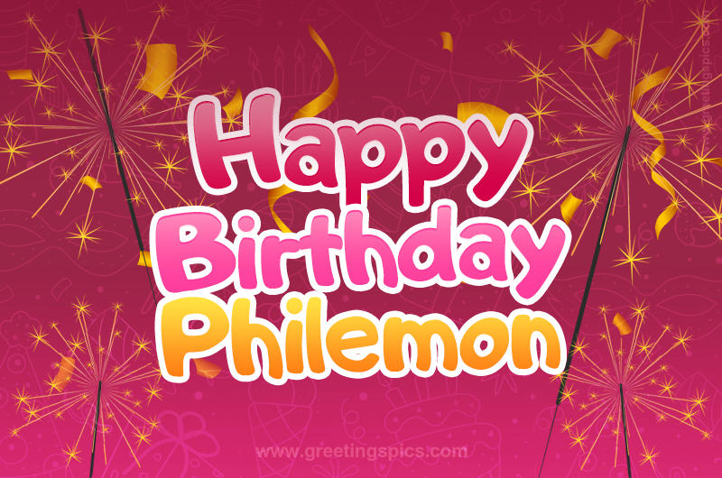 Happy Birthday Philemon Image with sparklers