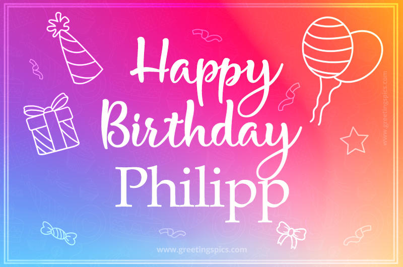 Colorful Happy Birthday Card For Philipp