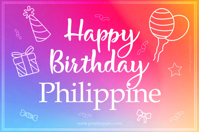 Colorful Happy Birthday Card For Philippine