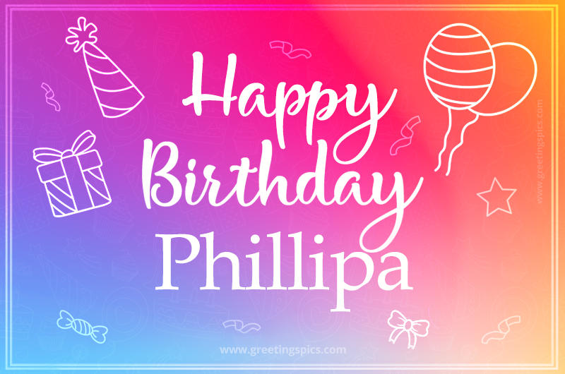 Colorful Happy Birthday Card For Phillipa