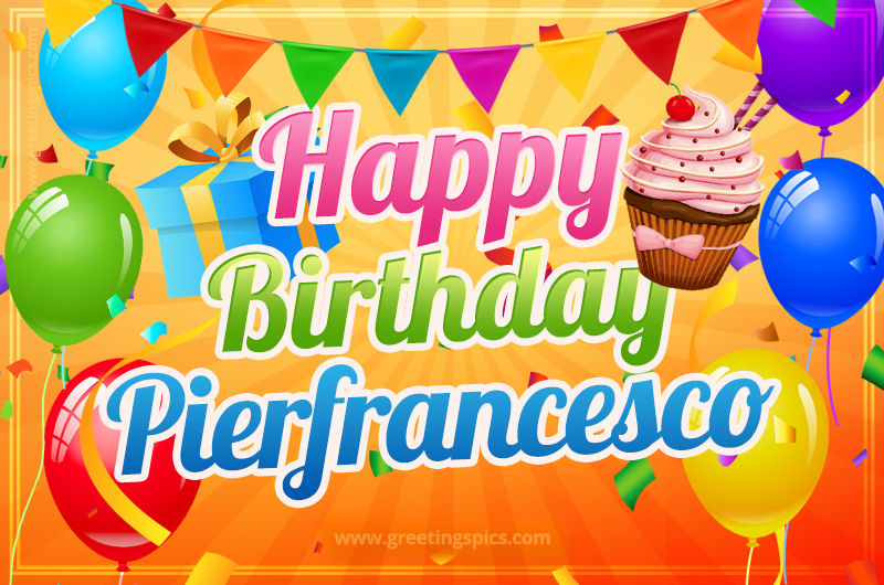 Happy Birthday Pierfrancesco eCard with gift box and cupcake