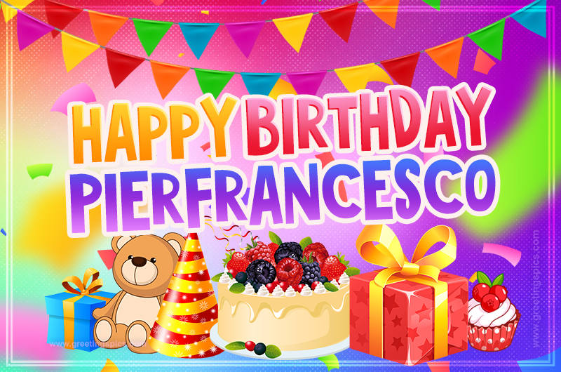 Bright card with Wishes for a Happy Birthday for Pierfrancesco