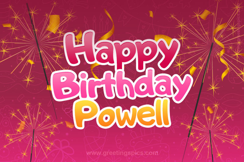 Happy Birthday Powell Image with sparklers