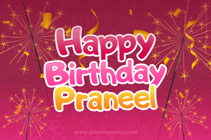 Happy Birthday Praneel Image with sparklers