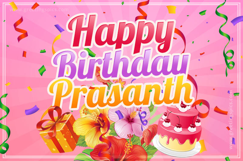 Beautiful Birthday Card for Prasanth with pink background