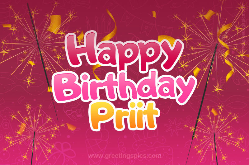 Happy Birthday Priit Image with sparklers