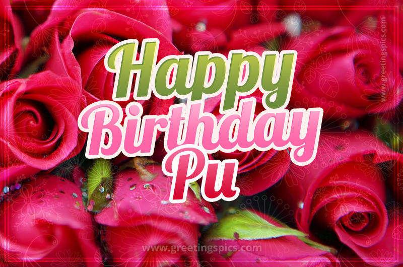 Happy Birthday Pu beautiful Image with red roses