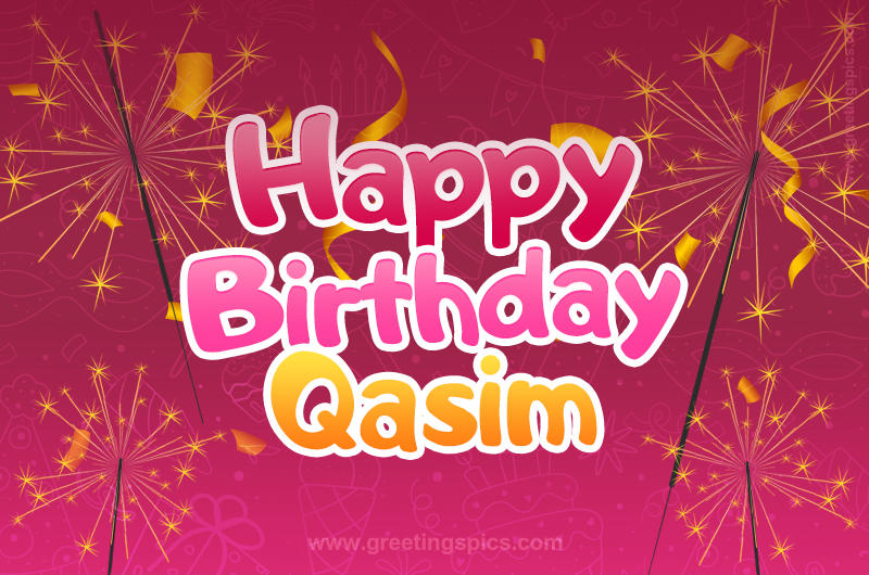 Happy Birthday Qasim Image with sparklers